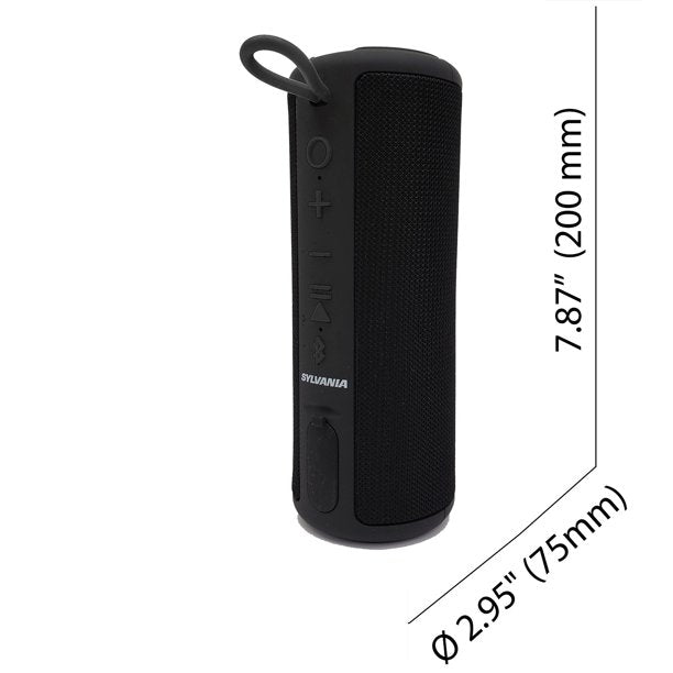 Sylvania 8" Premium Rugged Water Resistant Bluetooth Speaker 360° Sound, Stealth Black